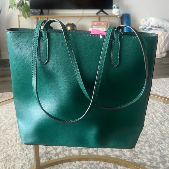NWT Kate Spade Saffino Leather Green Tote Bag with Bow - Picture 3 of 9